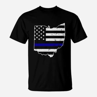 Ohio Thin Blue Line Police Flag Hoodie Sweatshirt T-Shirt | Crazezy
