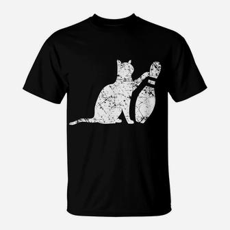 Ornery Alley Cat Tipping Bowling Pin Funny Team Gift T-Shirt | Crazezy