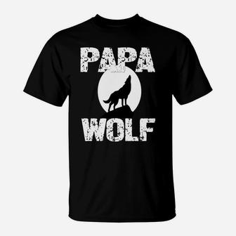 Papa Wolf Shirt Matching Family Tribe Wolves Moon Father Dad Sweatshirt T-Shirt | Crazezy CA