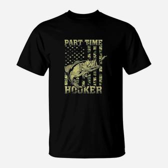 Part Time Hooker Funny Fishing Camouflage Flag T-Shirt | Crazezy