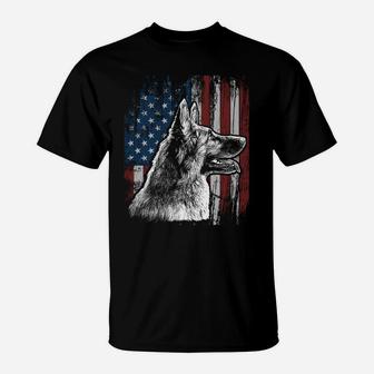 Patriotic German Shepherd American Flag Dog Gift Men Women Sweatshirt T-Shirt | Crazezy