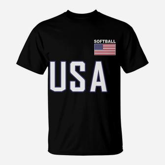 Pocket Usa Flag Softball Tshirt Team Jersey Women Men Gift Sweatshirt T-Shirt | Crazezy AU