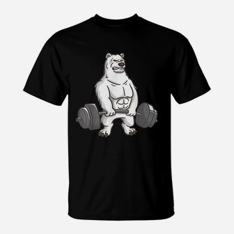 Polar Bear Powerlifting Weightlifting Gym And Animal Lovers T-Shirt | Crazezy DE
