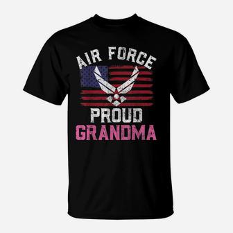 Proud Air Force Grandma American Flag Veteran Gift T-Shirt | Crazezy