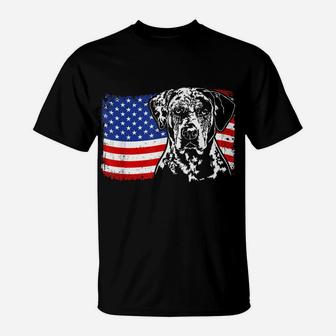 Proud Catahoula Leopard Dog American Flag Patriotic Dog Gift T-Shirt | Crazezy DE