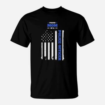 Proud Mom Of A Police Officer Distressed Flag Sweatshirt T-Shirt | Crazezy UK