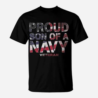 Proud Son Retired United States Veteran Navy Usa Flag T-Shirt | Crazezy
