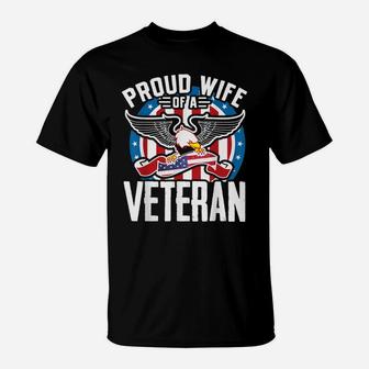 Proud Wife Of Veteran Nothing Scares Patriotic Veterans Day T-Shirt | Crazezy AU