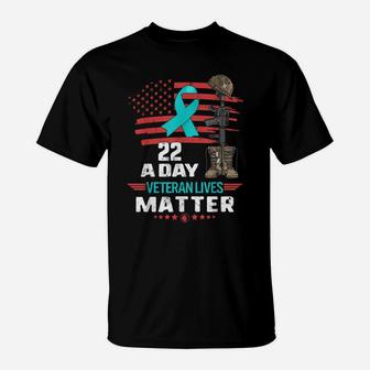 Ptsd Awareness 22 A Day Veteran Lives Matter American Flag T-Shirt | Crazezy