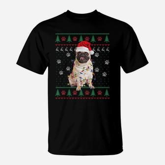 Pug Dog Ugly Christmas Sweater Pajama Pug Lover Gift T-Shirt | Crazezy