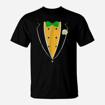 Purple Tuxedo With Green Bow Tie Funny Novelty T Shirt T-Shirt | Crazezy