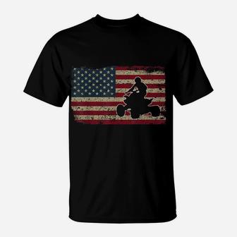 Quad Biker America Flag Gift I Atv Four Wheeler Quad Bike T-Shirt | Crazezy
