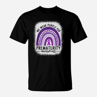 Rainbow Preemie - We Wear Purple For Prematurity Awareness T-Shirt | Crazezy