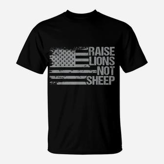 Raise Lions Not Sheep - Patriotic Lion- American Patriot T-Shirt | Crazezy AU