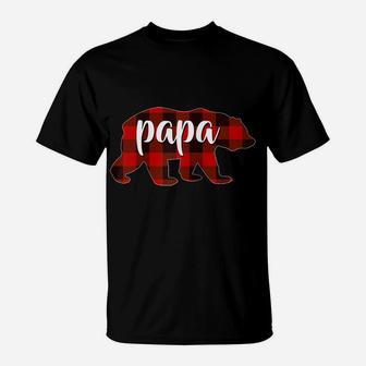 Red Plaid Papa Buffalo Matching Family Dad Pajama Christmas Raglan Baseball Tee T-Shirt | Crazezy