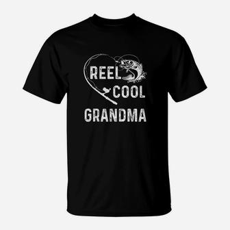 Reel Cool Grandma Fishing Lover Gift For Fathers Day T-Shirt | Crazezy UK