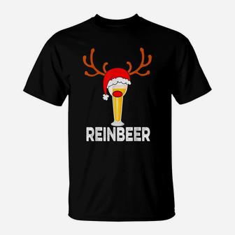 Reinbeer Santa Claus Reindeer Beer Funny Christmas Drinking T-Shirt | Crazezy AU