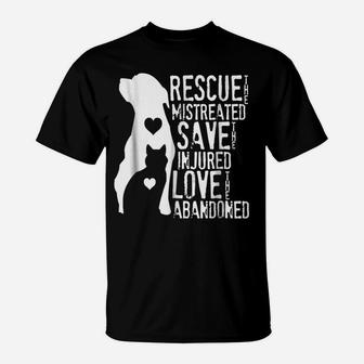 Rescue, Save, Love Animal Rescue, Dog Lover Cat Lover Shirt T-Shirt | Crazezy