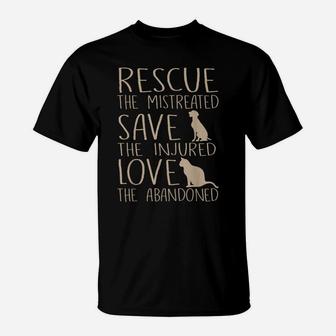 Rescue Save Love - Cute Animal Rescue Dog Cat Lovers T-Shirt | Crazezy UK