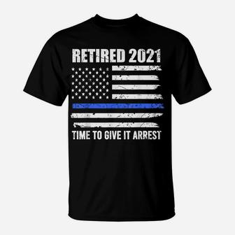 Retired Police Officer American Flag Retirement Cop T-Shirt | Crazezy