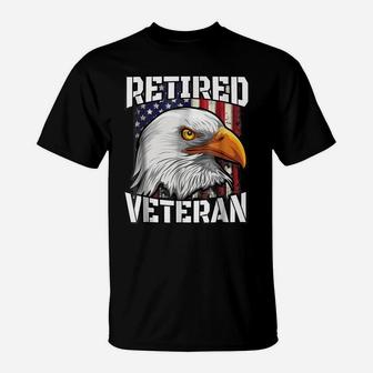 Retired Veteran Tshirt Patriotic Us Flag Bald Eagle Shirt T-Shirt | Crazezy