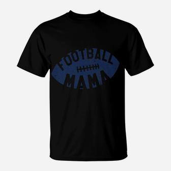 Retro Football Mama Blue Helmet Mom Gift T-Shirt | Crazezy
