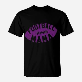 Retro Football Mama Purple Helmet Mom Gift T-Shirt | Crazezy DE