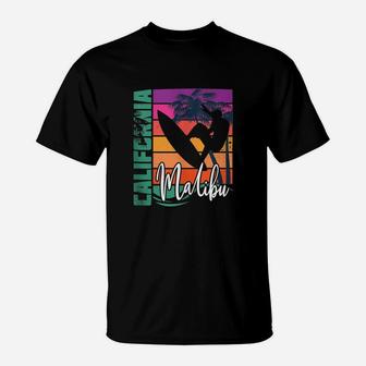 Retro Malibu California Beach Sun Surfing Souvenir T-Shirt | Crazezy AU
