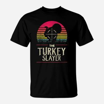 Retro Turkey Slayer Sunset Vintage Hunting Turkey Funny Gift T-Shirt | Crazezy