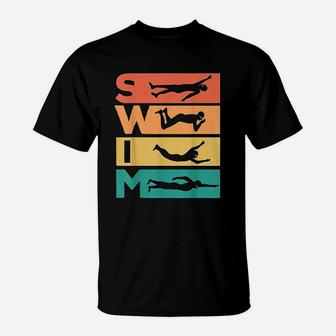 Retro Vintage Swimming Gift For Swimmers T-Shirt | Crazezy
