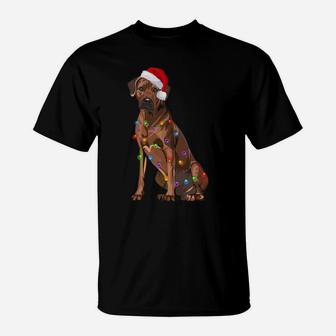 Rhodesian Ridgeback Christmas Lights Xmas Dog Lover Sweatshirt T-Shirt | Crazezy UK