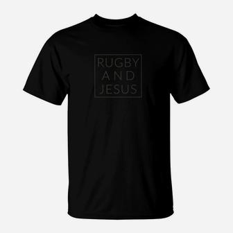 Rugby And Jesus Fun Minimal Christian Rugby Tee T-Shirt | Crazezy