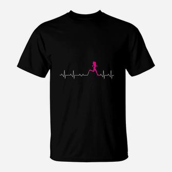 Runners Heartbeat Running Heartbeat Funny T-Shirt | Crazezy
