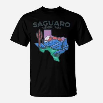 Saguaro National Park Vintage State Of Texas Border Cactus T-Shirt | Crazezy
