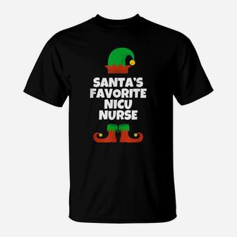Santa's Favorite Nicu Nurse Gift Christmas Funny Neonatal T-Shirt | Crazezy