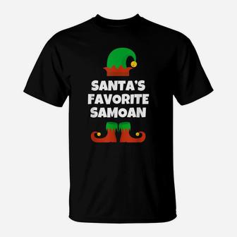 Santa's Favorite Samoan Gift Funny Christmas Samoa T-Shirt | Crazezy