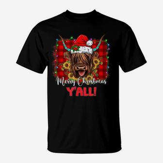 Scottish Hairy Cow Mom Heifer Merry Christmas Y'all Xmas T-Shirt | Crazezy AU