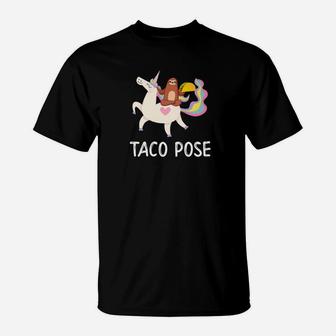 Sloth Doing Yoga On Unicorn Eating A Taco Funny Meme T-Shirt | Crazezy CA