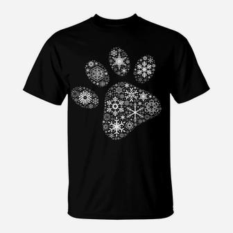 Snowflake Puppy Merry Christmas Gifts - Dog Paw Print T-Shirt | Crazezy