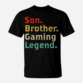 Son Brother Gaming Legend Gamer Gifts For Teen Boys Gaming T-Shirt | Crazezy