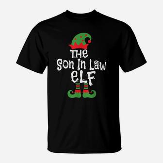 Son In Law Elf Family Matching Christmas Group Funny Pajama T-Shirt | Crazezy