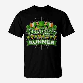 St Patricks Day Runner Shirt - One Lucky Runner T Shirt T-Shirt | Crazezy
