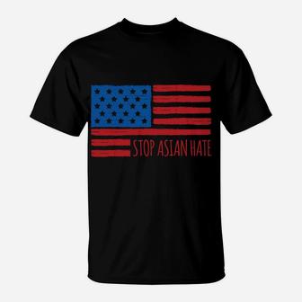 Stop Asian Hate Usa American Flag Aapi Community Love Pride Sweatshirt T-Shirt | Crazezy
