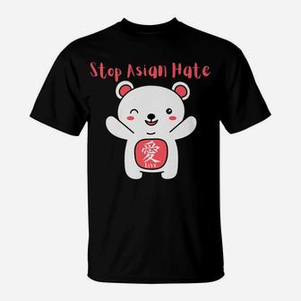 Stop Asian Hate With Love Kanji Bear T-Shirt | Crazezy