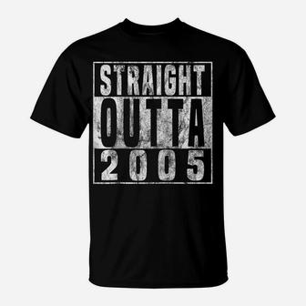Straight Outta 2005 15Th Birthday Gift 15 Years Old Raglan Baseball Tee T-Shirt | Crazezy AU