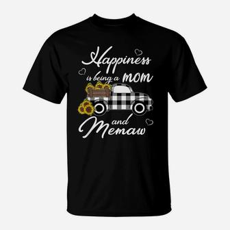 Sunflower Grandma Shirt Happiness Is Being A Mom And Memaw T-Shirt | Crazezy DE