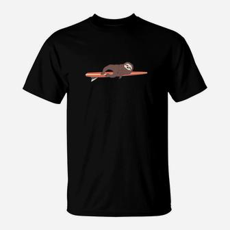 Surfing Sloth Retro Funny Animal Beach T-Shirt | Crazezy AU