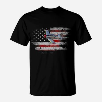 T-6 Texan Tech Drawing Wwii Airplane Trainer Flag Pilot Vet T-Shirt | Crazezy