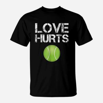 Tennis Player Gifts Love Hurts Funny Tennis Ball T-Shirt | Crazezy
