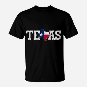 Texas T-Shirt Texas Shaped Flag Grunge Distressed Texas Tee T-Shirt | Crazezy